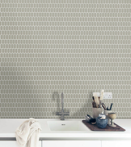 Stretched Hexagon Metallic 10-in x 12-in Glass Mosaic Wall Tile( 8.3 sq. ft. /Box )