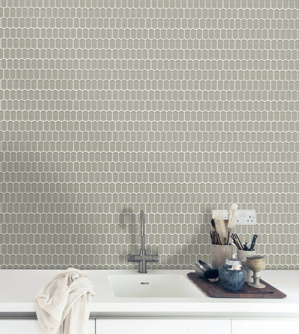 Stretched Hexagon Metallic 10-in x 12-in Glass Mosaic Wall Tile( 8.3 sq. ft. /Box )