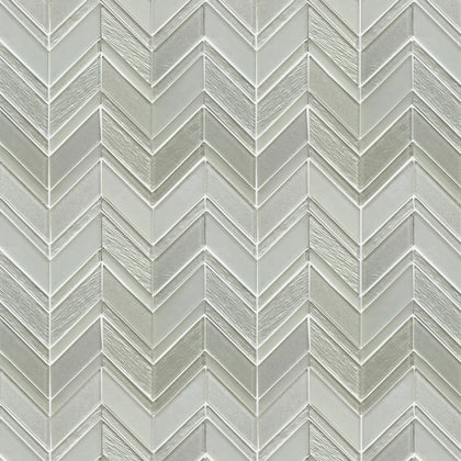 Silver Chevron Metallic Champagne 12-in x 12-in Glass Mosaic Wall Tile( 10 sq. ft. /Box )