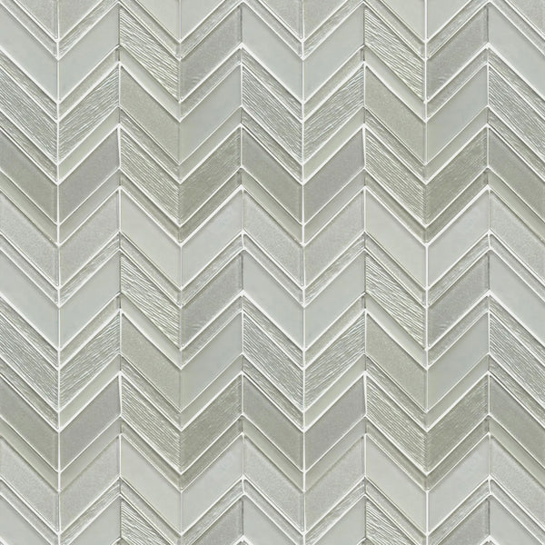 Silver Chevron Metallic Champagne 12-in x 12-in Glass Mosaic Wall Tile( 10 sq. ft. /Box )