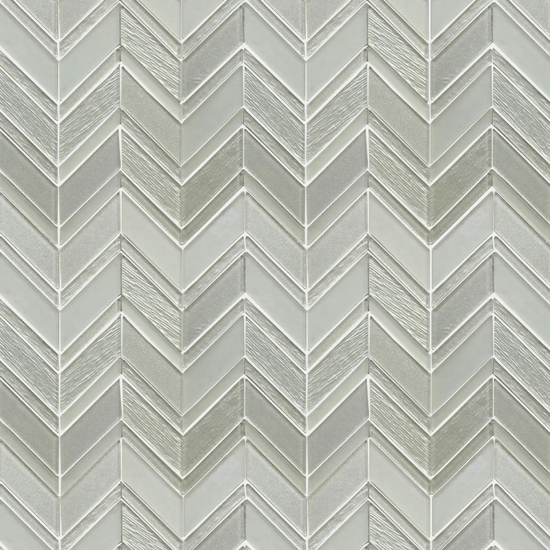 Silver Chevron Metallic Champagne Glass Mosaic Wall Tile - Sample (Product Shown is Full Size)