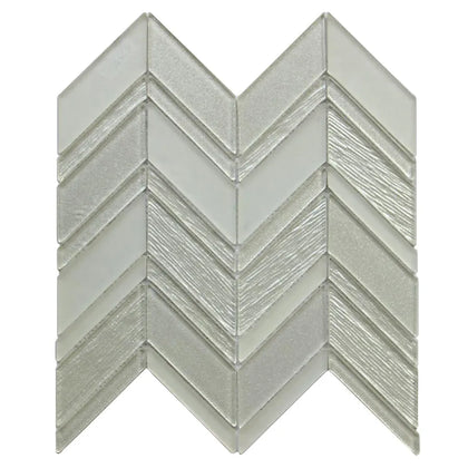 Silver Chevron Metallic Champagne 12-in x 12-in Glass Mosaic Wall Tile( 10 sq. ft. /Box )