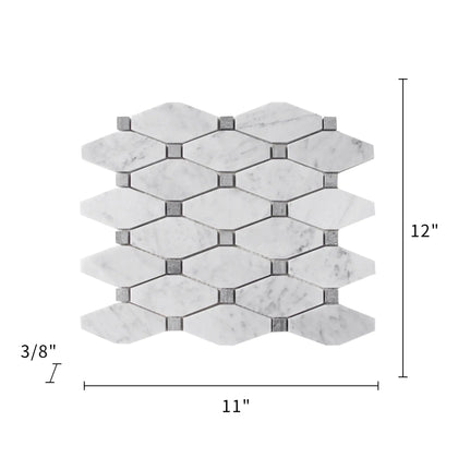 Carrara White Octagon 12-in x 11-in Polished Marble Mosaic Floor and Wall Tile( 4.6 sq. ft. /Box )