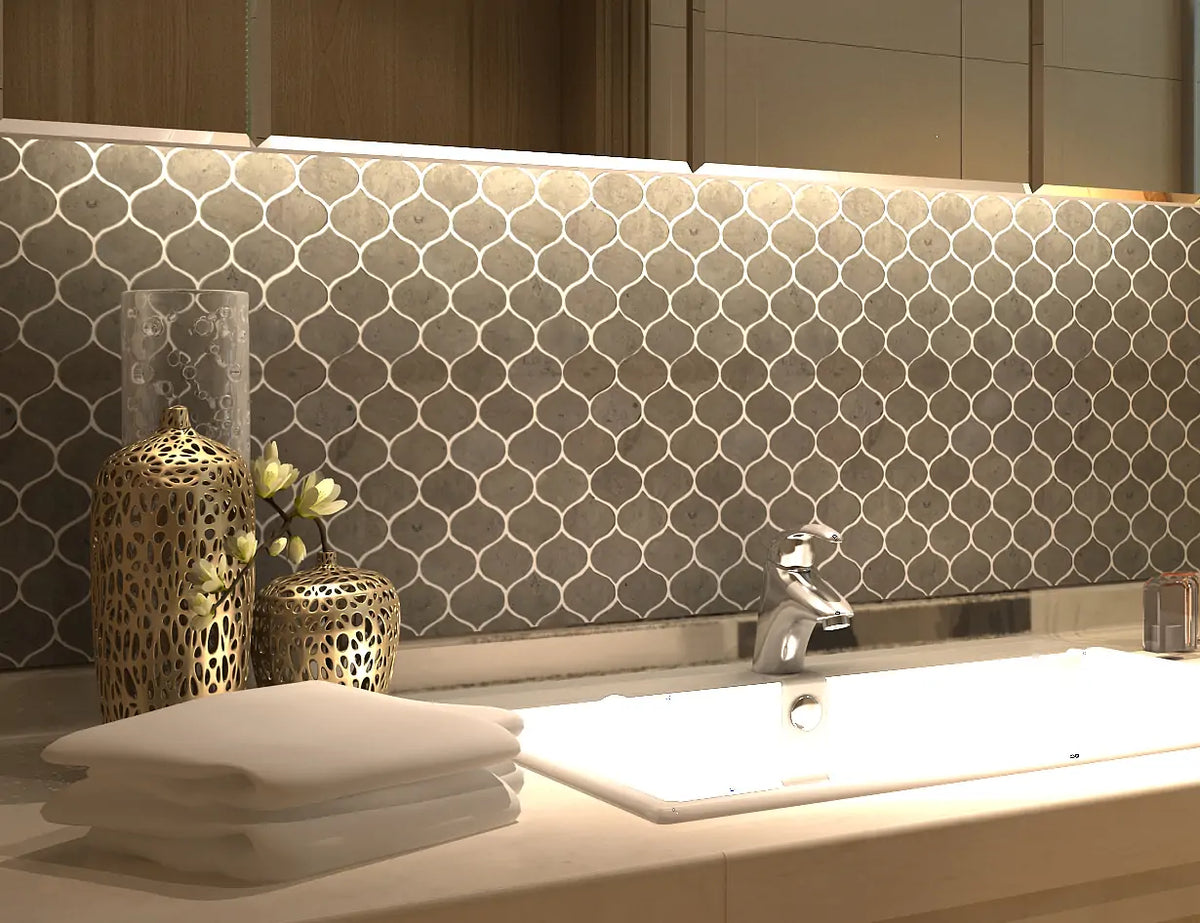 Dark Gray Droplet Marble 12-in x 11-in Mosaic Floor and Wall Tile( 4.6 sq. ft. /Box )