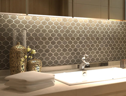 Dark Gray Droplet Marble 12-in x 11-in Mosaic Floor and Wall Tile( 4.6 sq. ft. /Box )