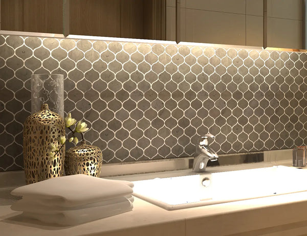 Dark Gray Droplet Marble 12-in x 11-in Mosaic Floor and Wall Tile( 4.6 sq. ft. /Box )