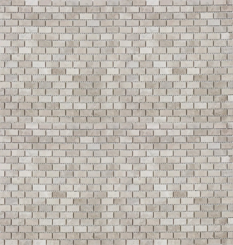 Wooden Mini Brick 12-in x 12-in Marble Mosaic Wall Tile( 10 sq. ft. /Box )