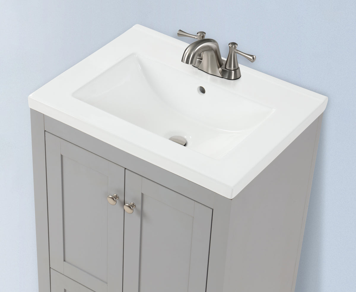 Adak 24" Compact Vanity in Gray with Porcelain Top