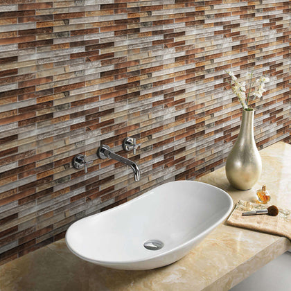 Gray Umber Textured Mixed Color Glass 12-in x 12-in Mosaic Wall Tile( 10 sq. ft. /Box )