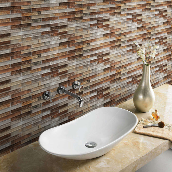 Gray Umber Textured Mixed Color Glass 12-in x 12-in Mosaic Wall Tile( 10 sq. ft. /Box )