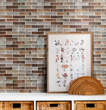 Gray Umber Textured Mixed Color Glass 12-in x 12-in Mosaic Wall Tile( 10 sq. ft. /Box )