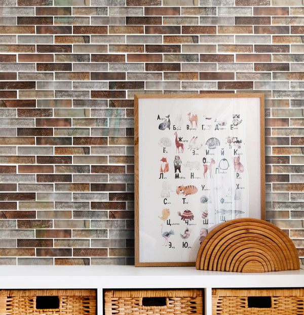 Gray Umber Textured Mixed Color Glass 12-in x 12-in Mosaic Wall Tile( 10 sq. ft. /Box )