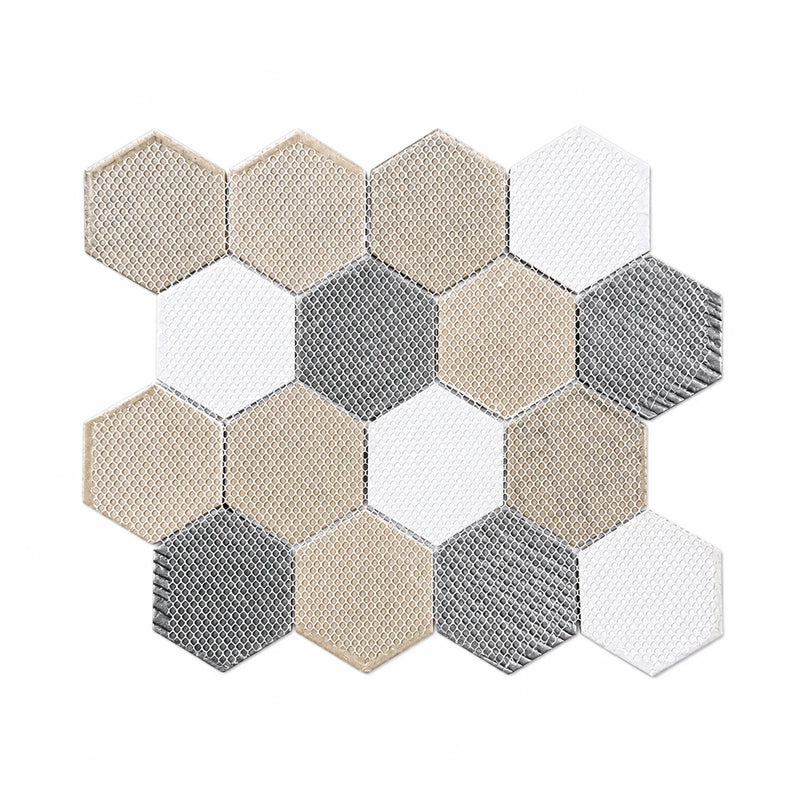 12-in x 11-in Palladian Gray Hex Glass & Porcelain Mosaic Wall Tile( 8.3 sq. ft. /Box )