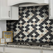Galena Gray arabesque Lantern Marble & Crackle Mix 12-in x 12-in Glass Mosaic Wall Tile( 10 sq. ft. /Box )