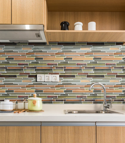 Ambergris Reed Mixed Media Random Strips 12-in x 12-in Glass Mosaic Wall Tile( 10 sq. ft. /Box )