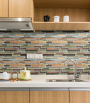 Ambergris Reed Mixed Media Random Strips 12-in x 12-in Glass Mosaic Wall Tile( 10 sq. ft. /Box )