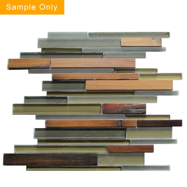 Ambergris Reed Mixed Media Random Strips Glass Mosaic Wall Tile - Sample (Product Shown is Full Size)