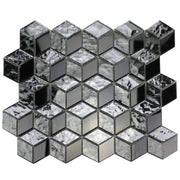 Silver Cubes Pattern 12-in x 12-1/2-in Glass Mosaic Wall Tile( 15.6 sq. ft. /Box )