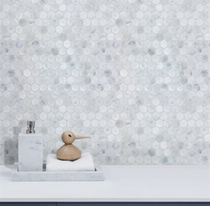 1-in Carrara Honeycomb 12-in x 12-in Polished Marble Mosaic Floor and Wall Tile( 5 sq. ft. /Box )
