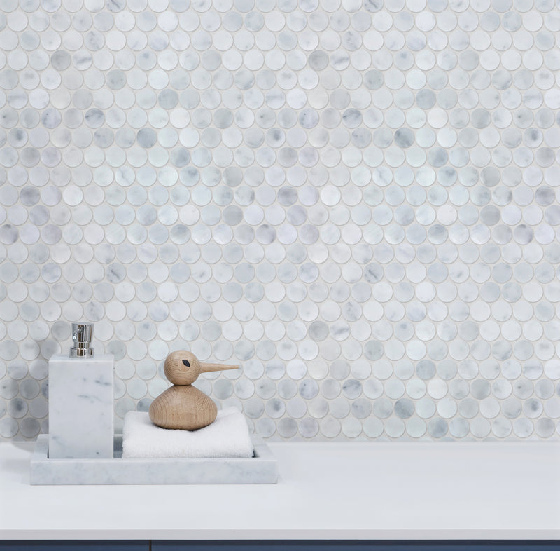 1-in Carrara Honeycomb 12-in x 12-in Polished Marble Mosaic Floor and Wall Tile( 5 sq. ft. /Box )