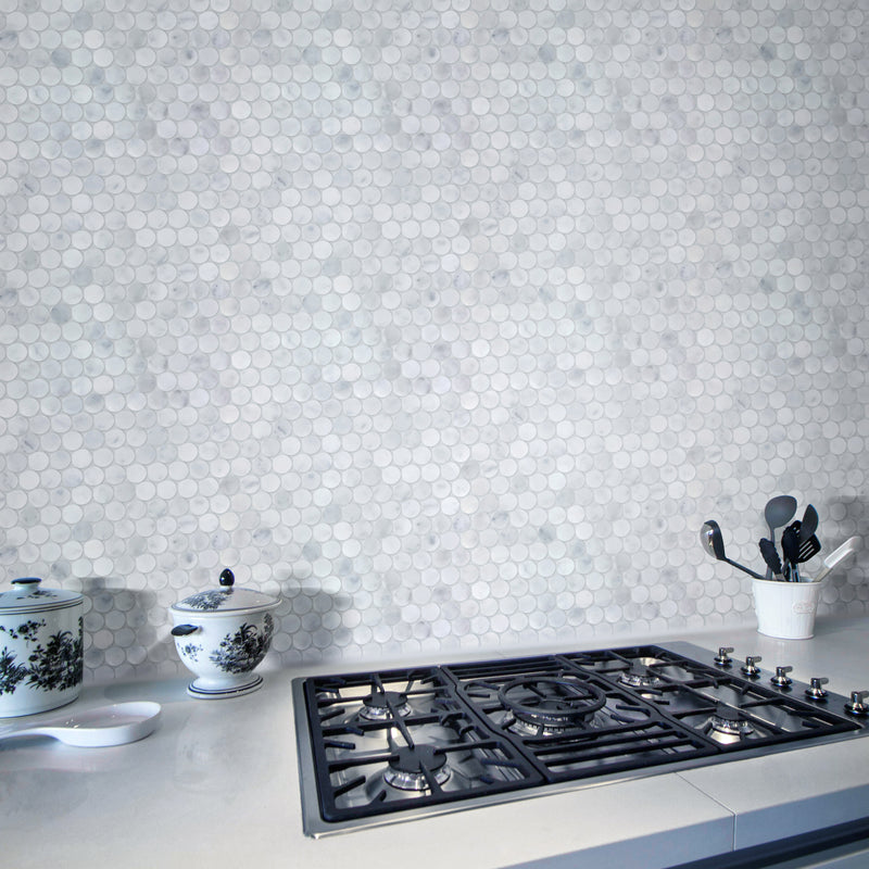 1-in Carrara Honeycomb 12-in x 12-in Polished Marble Mosaic Floor and Wall Tile( 5 sq. ft. /Box )