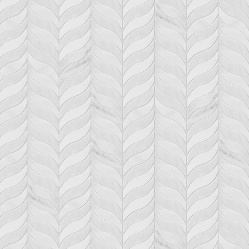 Oriental White Synergy Weave 12-in x 11-in Polished Marble Mosaic Wall Tile( 4.6 sq. ft. /Box )