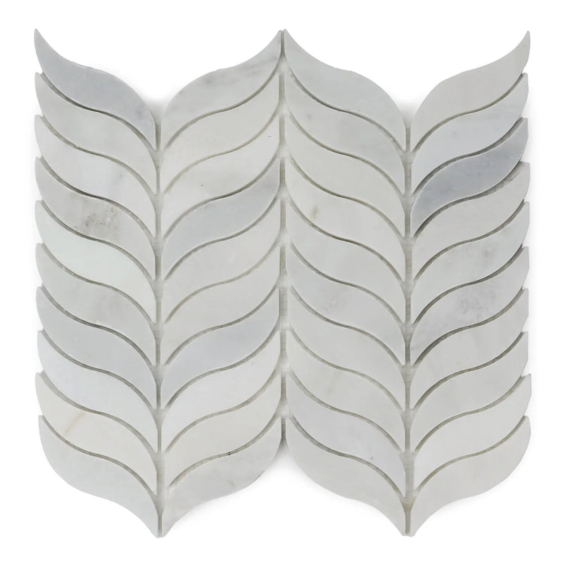 Oriental White Synergy Weave 12-in x 11-in Polished Marble Mosaic Wall Tile( 4.6 sq. ft. /Box )