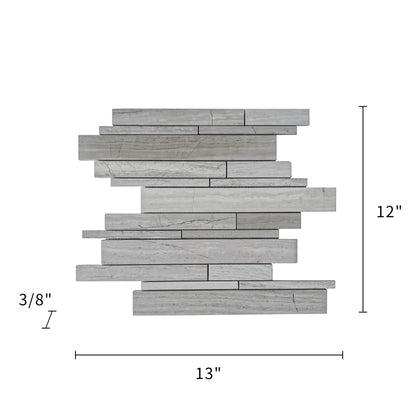 Wooden White Random Strip 13-in x 12-in Honed Marble Mosaic Wall Tile( 5.4 sq. ft. /Box )