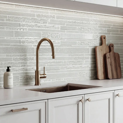 6-in x 18-in Pure Glass Mix Random Strip Mosaic Wall Tile( 7.5 sq. ft. /Box )