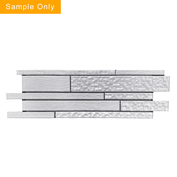 Pure Glass Mix Random Strip Mosaic Wall Tile - Sample (Product Shown is Full Size)