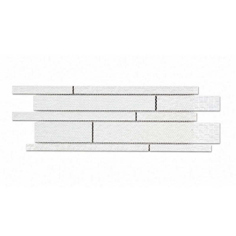 6-in x 18-in Pure Glass Mix Random Strip Mosaic Wall Tile( 7.5 sq. ft. /Box )