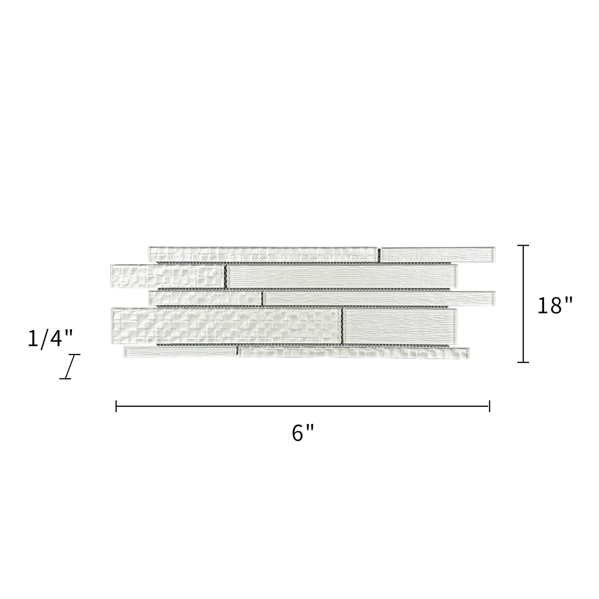6-in x 18-in Pure Glass Mix Random Strip Mosaic Wall Tile( 7.5 sq. ft. /Box )