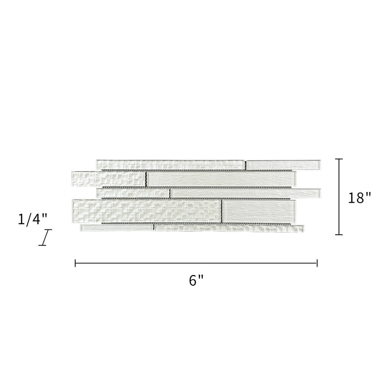 6-in x 18-in Pure Glass Mix Random Strip Mosaic Wall Tile( 7.5 sq. ft. /Box )