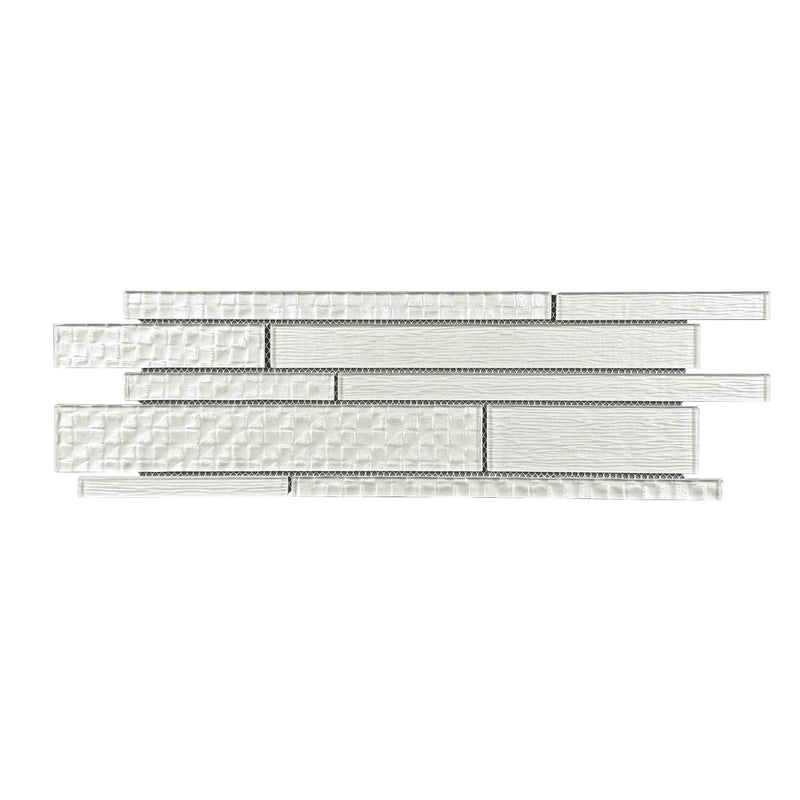 6-in x 18-in Pure Glass Mix Random Strip Mosaic Wall Tile( 7.5 sq. ft. /Box )