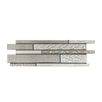 6-in x 18-in Mixed Neutrals Glass Random Strip Mosaic Wall Tile( 7.5 sq. ft. /Box )