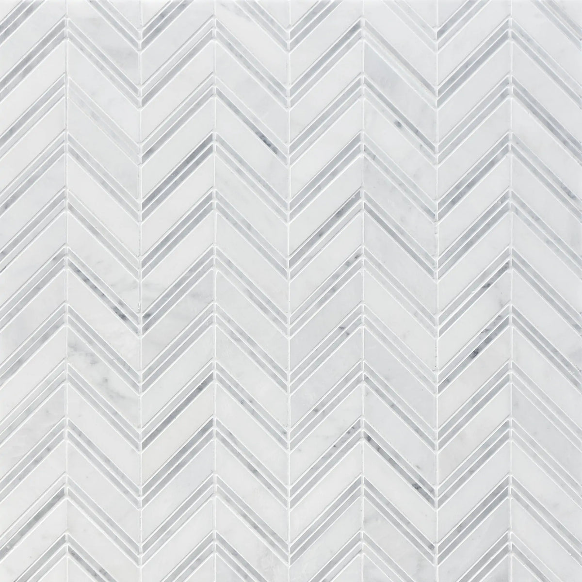 Carrara & Oriental White Chevron Polished  Marble Mosaic Wall Tile - Sample (Product Shown is Full Size)