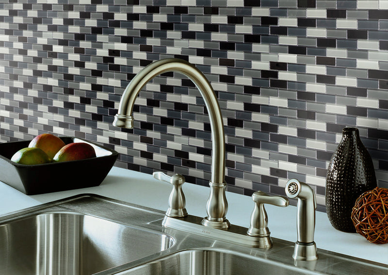 White & Grays Glass Mosaic Wall Tile - Sample (Product Shown is Full Size)