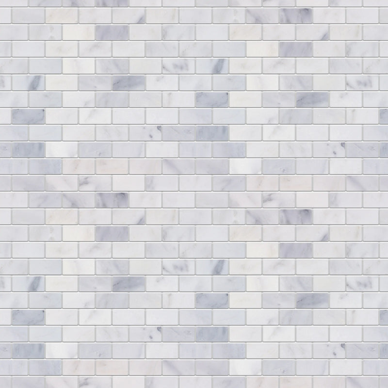 Oriental White 12-in x 11-in Polished Marble Mosaic Wall Tile( 4.6 sq. ft. /Box )