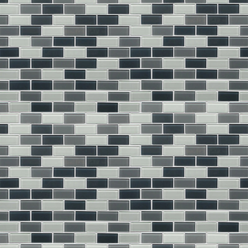 White & Grays Glass Mosaic Wall Tile - Sample (Product Shown is Full Size)