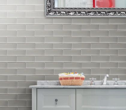 Ice Gray 4-in x 12-in Glass Tile( 3.96 sq. ft. /Box )