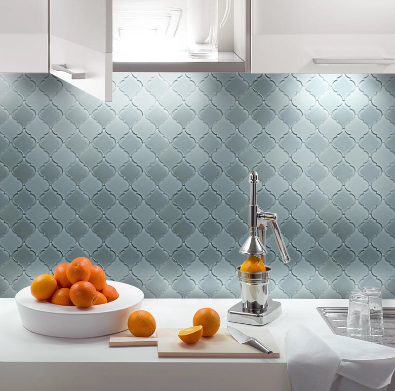 Frosted Mix Lantern Arabesque 12-in x 9-in Glass Mosaic Wall Tile( 7.5 sq. ft. /Box )