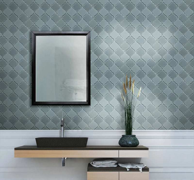 Frosted Mix Lantern Arabesque 12-in x 9-in Glass Mosaic Wall Tile( 7.5 sq. ft. /Box )