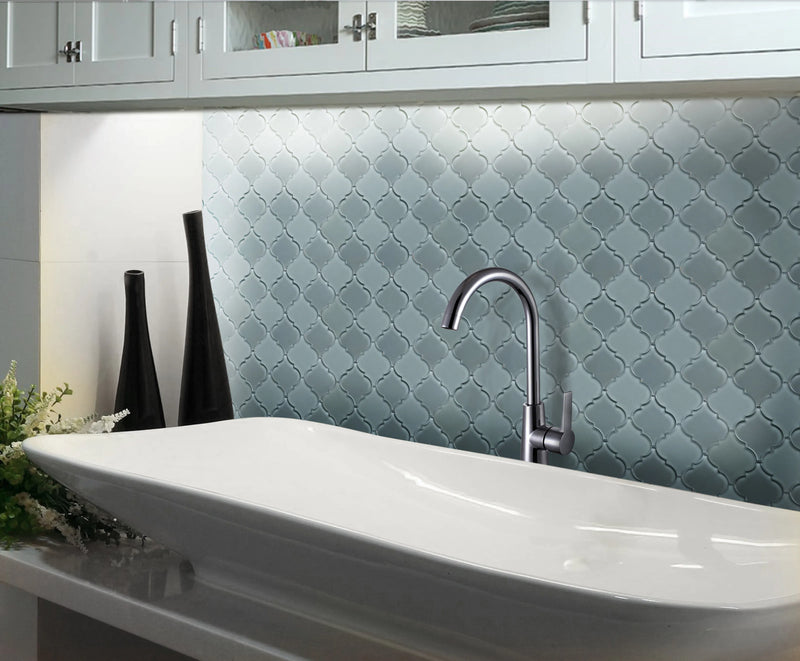 Frosted Mix Lantern Arabesque 12-in x 9-in Glass Mosaic Wall Tile( 7.5 sq. ft. /Box )