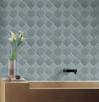 Frosted Mix Lantern Arabesque 12-in x 9-in Glass Mosaic Wall Tile( 7.5 sq. ft. /Box )