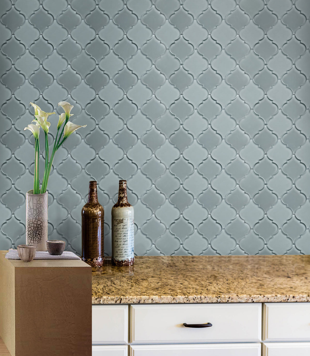 Frosted Mix Lantern Arabesque 12-in x 9-in Glass Mosaic Wall Tile( 7.5 sq. ft. /Box )