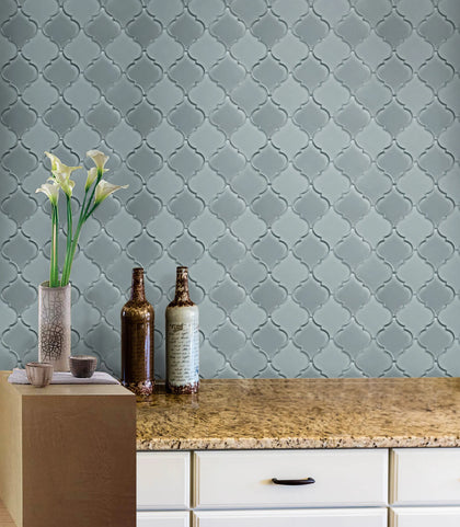 Frosted Mix Lantern Arabesque 12-in x 9-in Glass Mosaic Wall Tile( 7.5 sq. ft. /Box )