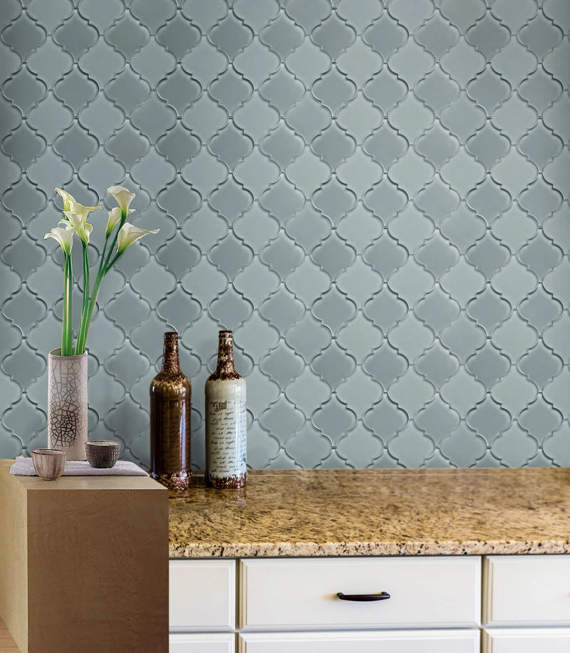 Frosted Mix Lantern Arabesque 12-in x 9-in Glass Mosaic Wall Tile( 7.5 sq. ft. /Box )