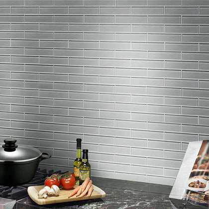 Space Gray Linen Glass Wall Tile - Sample (Product Shown is Full Size)
