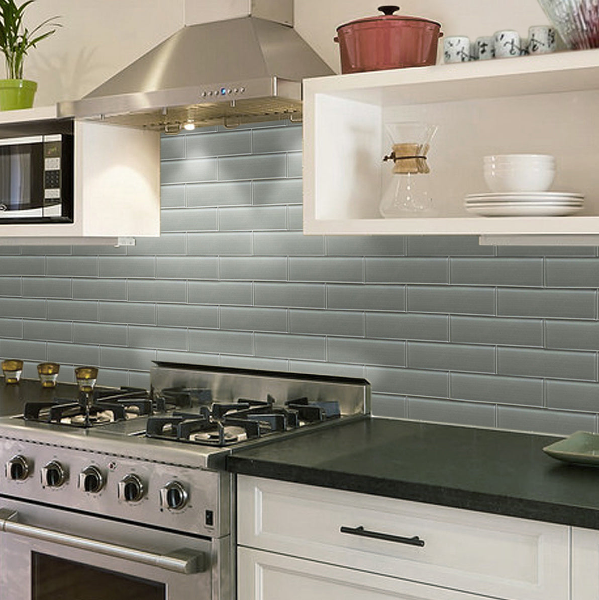 Space Gray 12-in x 12-in Linen Glass Wall Tile( 11 sq. ft. /Box )