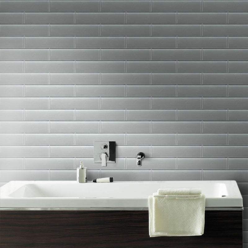 Space Gray 12-in x 12-in Linen Glass Wall Tile( 11 sq. ft. /Box )